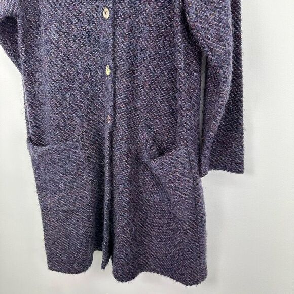 ViaVai Women’s Blue Multicolor Speckled Long Line Mohair Blend Cardigan Sweater - Picture 11 of 11